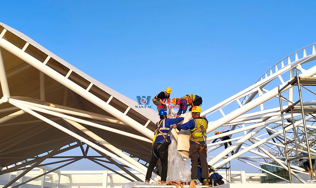 工程進度全速推進，PTFE膜材張拉在即！