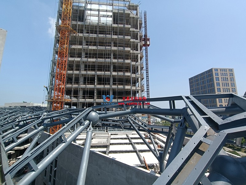 嘉興長安里ETFE氣枕鋼膜結構頂棚工程現場學習觀摩會